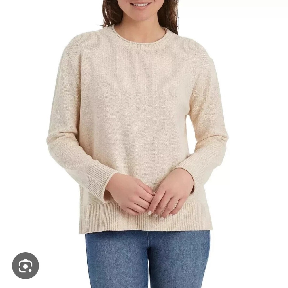 Ella Moss Crewneck Sweater Cream Medium